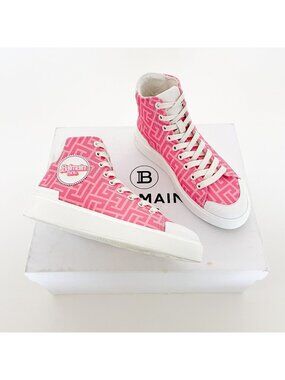 Balmain x Barbie B-Court Sneakers EU 36 US 6 Pink High Top Lace Up Booties